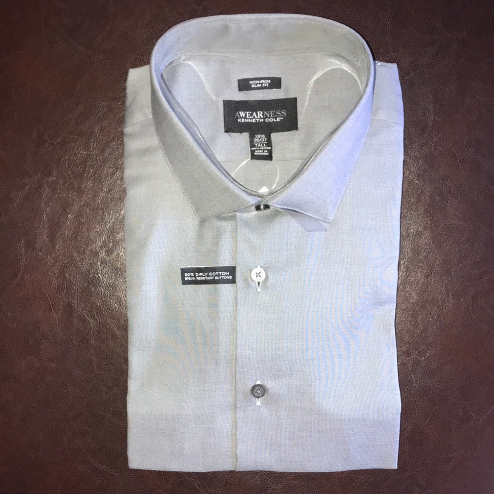 Kenneth Cole Dress Shirt, 18.5/36/37 Tall, NWT!